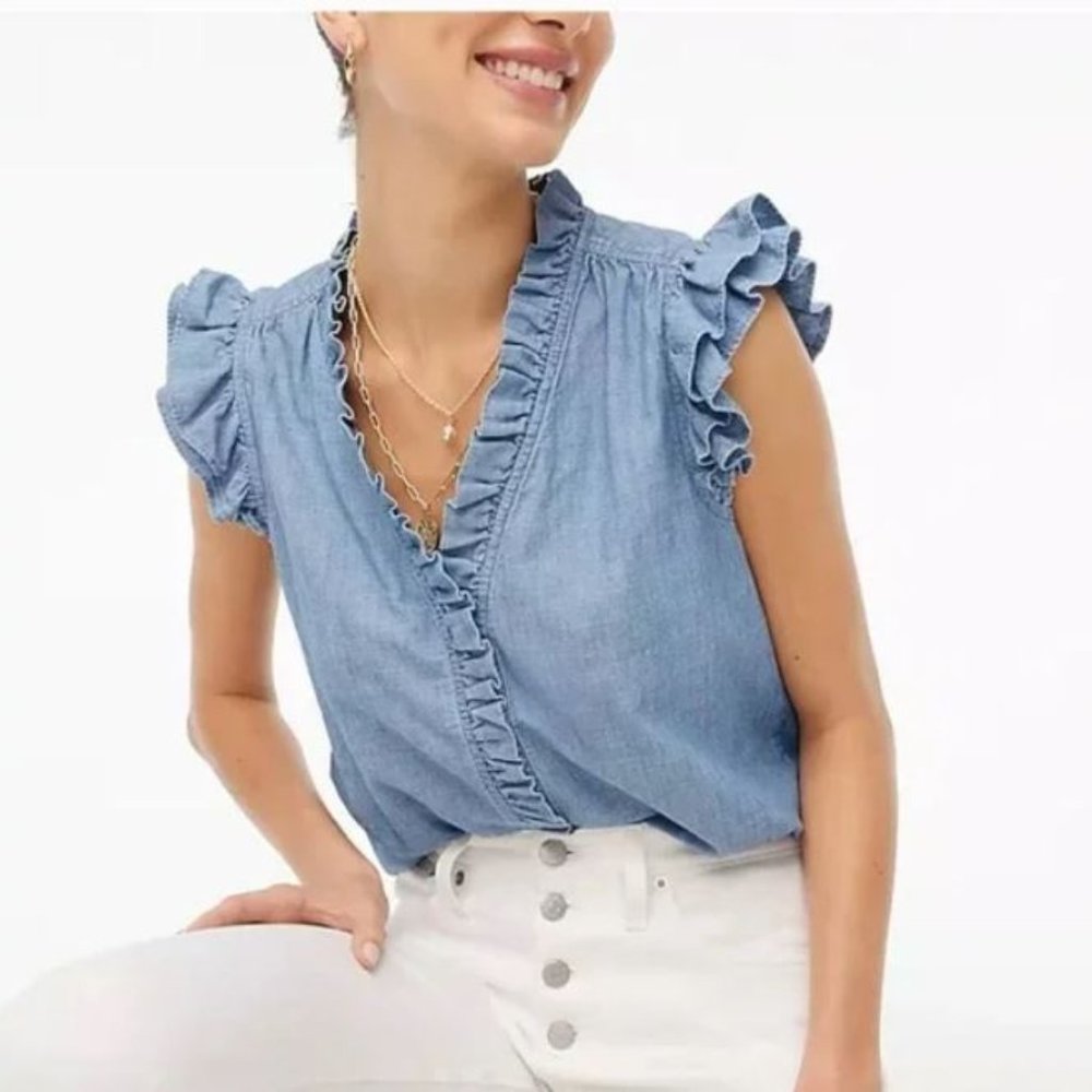 J. Crew chambray ruffle top (Large)